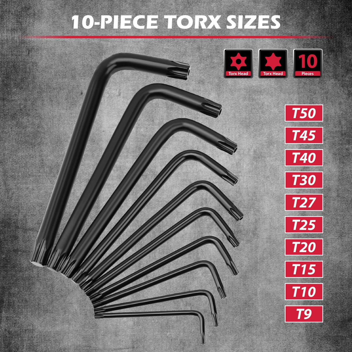 41-Piece Hex Key Allen Wrench Set, L Shape Hex and Torx Key Wrenches with Torque Handle | SAE(0.028"-3/8") | Metric(0.7mm-10mm) | Torx(T9-T50) in 3-Layer Storage Case, Heat Treated Cr-V Steel