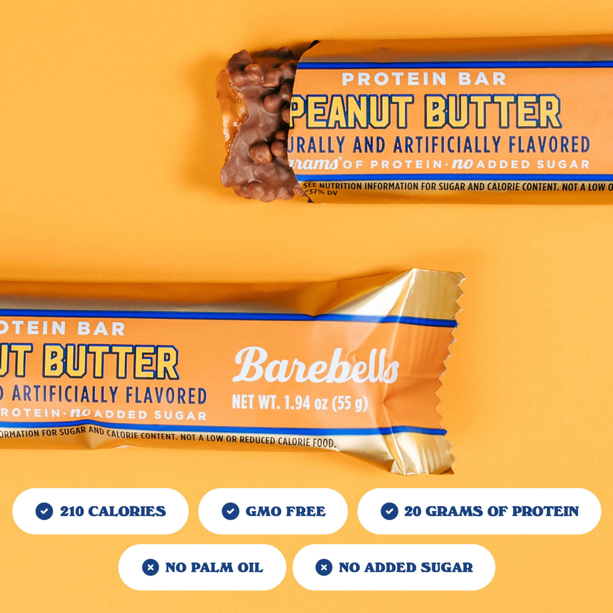 Barebells Protein Bars Peanut Butter - 24 Bars (2 Packs of 12), 20g High Protein Treats - Chocolate Peanut Butter Nutrition Bar with 1g Total Sugars - On-The-Go Breakfast or Post-Workout Snack