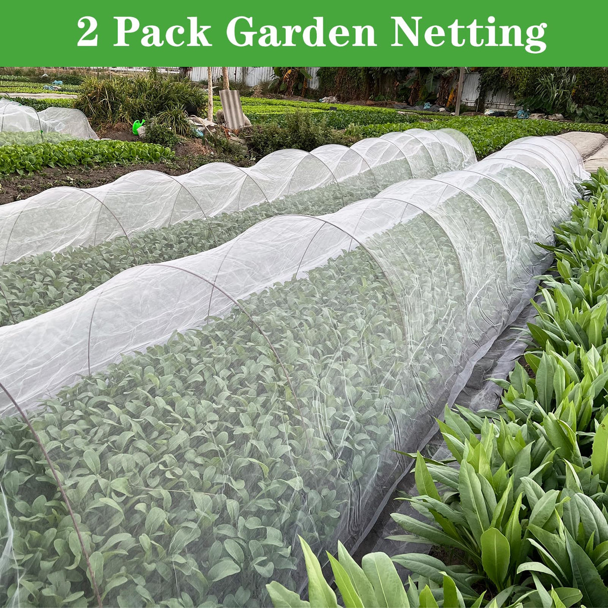 2 Pack 10X43FT Garden Netting for Raised Beds, Ultra Fine Insect Netting for Vegetable Flowers Fruits Greenhouse Crops, Garden Mesh Plant Cover Row Cover Barrier Protection Net for Birds