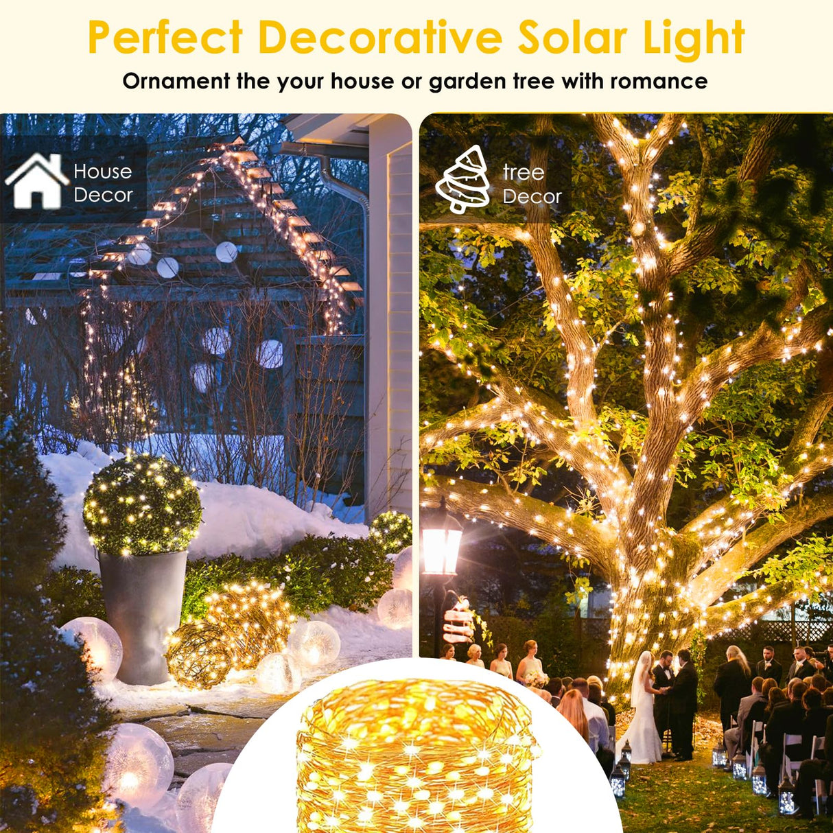 Extra-Long 144FT Solar String Lights for Outside, 2 Pack 400LED Solar Christmas Lights Outdoor, Waterproof Copper Wire with 8 Modes Twinkle Fairy Lights for Tree Garden Party Xmas Decor (Warm White)