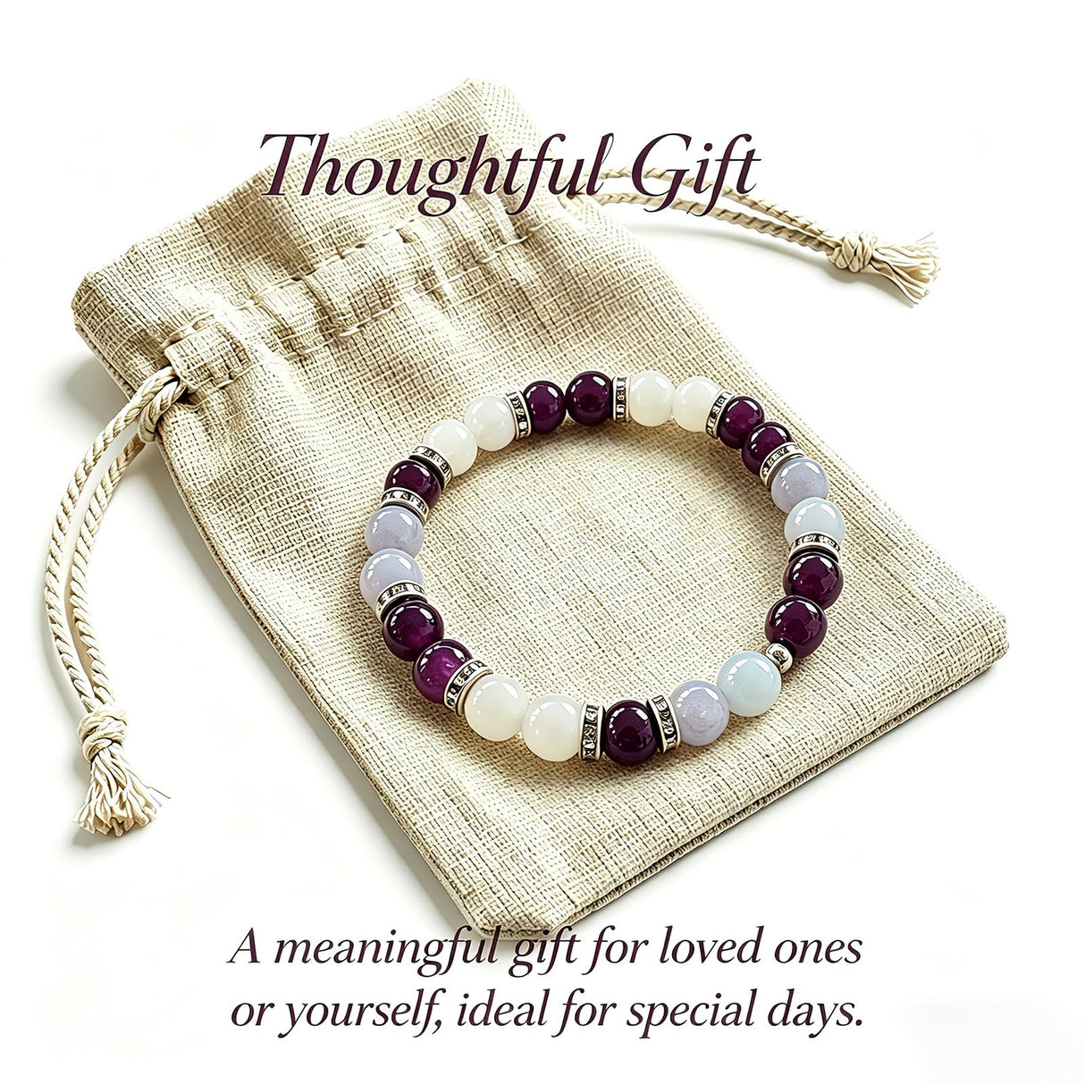 Sereniva Menopause Bracelet for Women - Natural Crystal Elastic Bracelet, Hot Flashes & Anxiety Relief, Calming Balance Bracelet for Menopause's Support, Hormone Balance Jewelry Gift for Her (1)