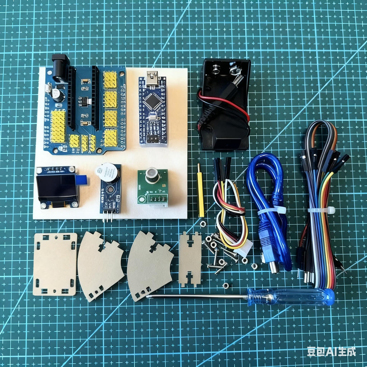 Compatible STEM CO2 Gas Detector, DIY Air Quality Monitor with OLED Display & Buzzer Alarm, Science Education Kit for Kids, Teens, School Projects