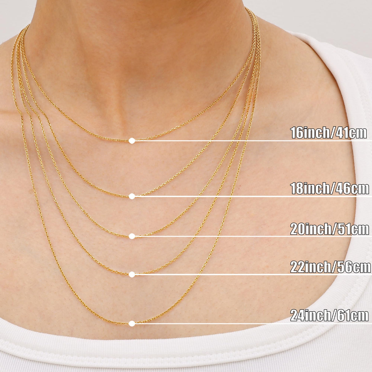 Gacimy 1.1mm 14K Gold Plated Cable Chain Necklace for Women, 22 Inches