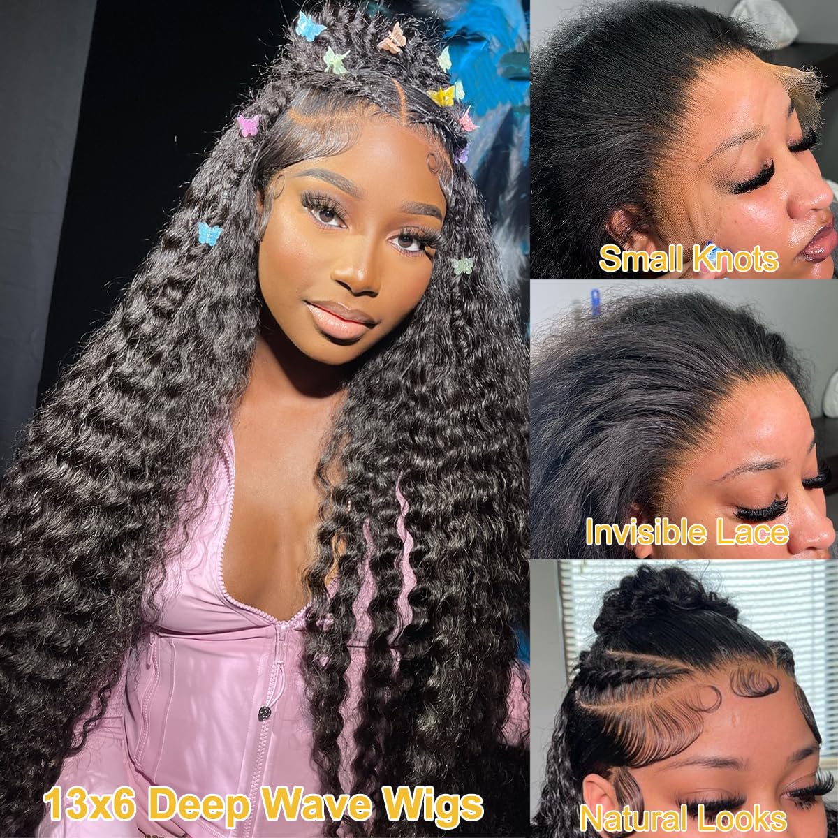 30 Inch Remy Human Hair Wig 13x6 Deep Wave Lace Front Wigs Human Hair 200 Density Deep Curly 13x6 Human Hair Wigs Lace Frontal Human Hair Pre Plucked Human Hair Wig for Women Curly Human Hair