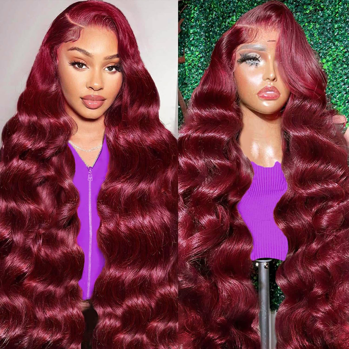 30 Inch 99J Burgundy Wig Human Hair 13x6 Body Wave Lace Front Wigs Human Hair 180% Density 99j Burgundy Lace Front Wigs Red Wine Glueless Wigs Pre Plucked for Women