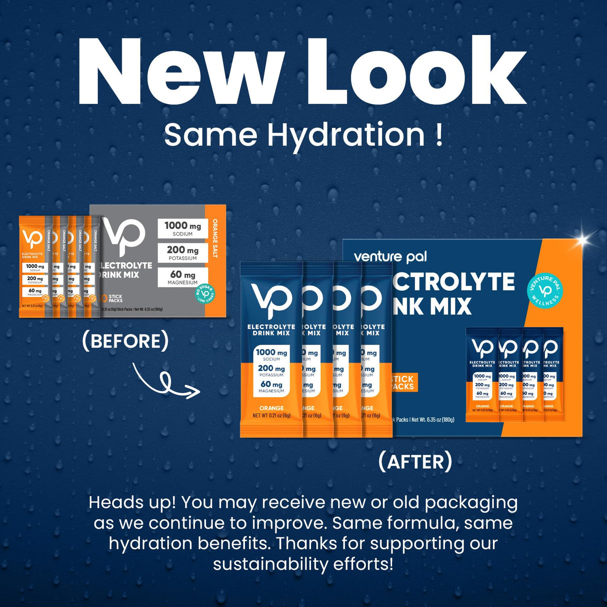 Venture Pal High Sodium Sugar Free Electrolytes Powder Packet - Hydration Packets with Sodium, Potassium & Magneisum | Zero Calories | Vegan | Keto & Paleo Friendly Electrolyte Drink Mix | 30 Stick