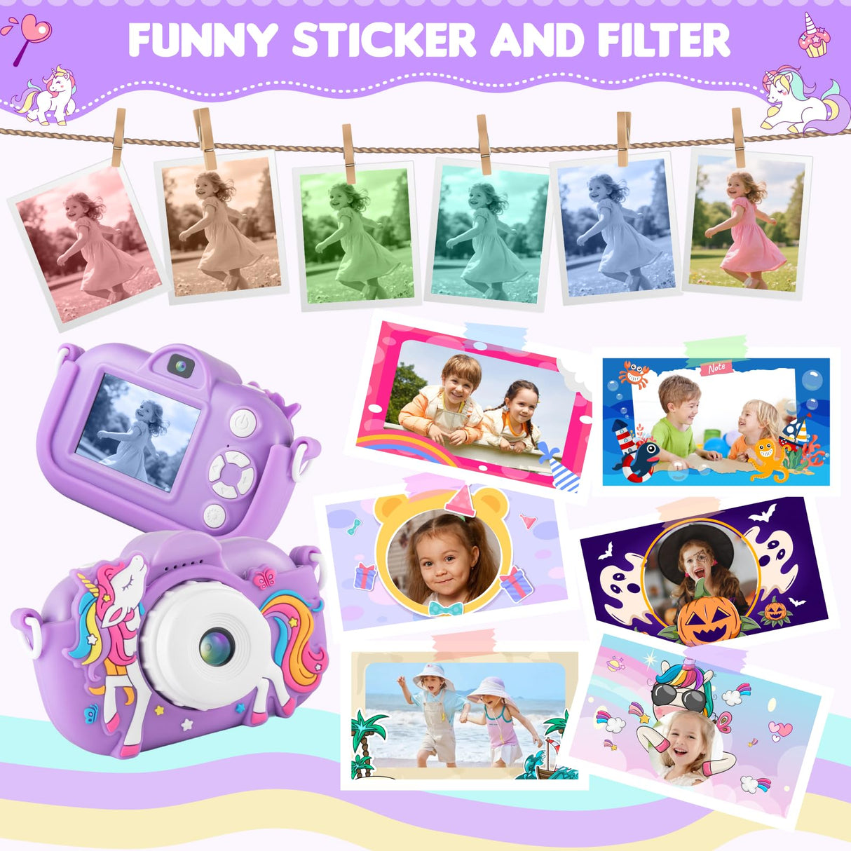 Kids Camera Toddler Toys for 3 4 5 6 7 8 Years Old Girls, 48MP HD Dual Lens Selfie Camera for Kids, 1080P HD Video Kids Digital Camera for Age 3-9 Christmas Birthday Gifts with 32G SD Card