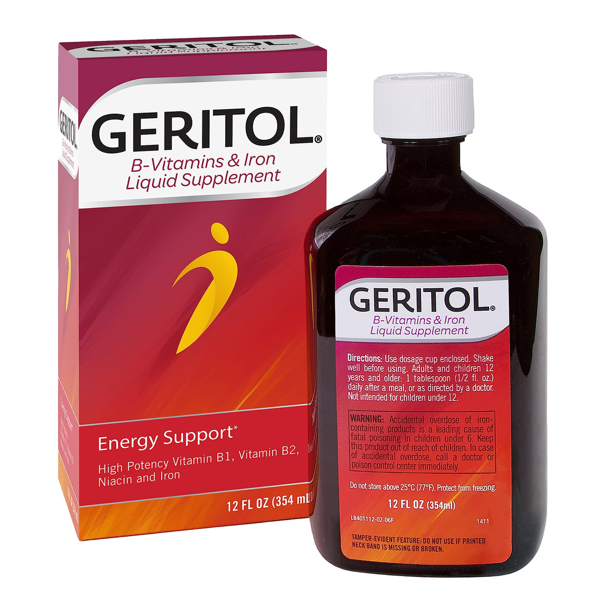 5 Pack Geritol, Liquid Vitamin and Iron Supplement, Energy Support, Contains High Potency B-Vitamins and Iron, Pleasant Tasting, Easy to Swallow, No Artificial Sweeteners, Non-GMO, 12 Oz