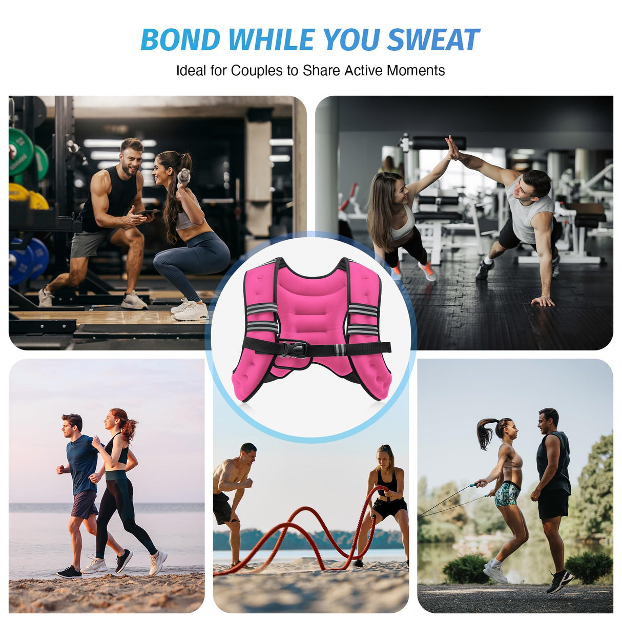 ZELUS Weighted Vest, 6lb/8lb/12lb/16lb/20lb/25lb/30lb Weight Vest with Reflective Stripe for Workout, Strength Training, Running, Fitness, Muscle Building, Weight Loss, Weightlifting, Pink(8 lb)