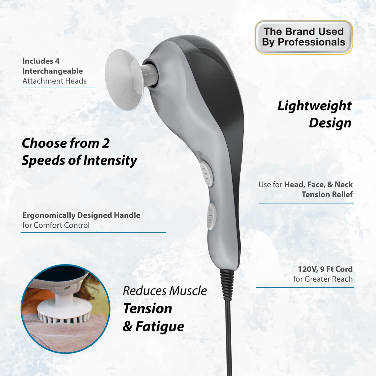 Wahl All Body Corded Light Soothing Vibratory Massager with 4 Attachment Heads - Gentle Relief - Massage Tools for Back, Foot, Neck, and Leg Massage – FSA Eligible - Model 4120-600