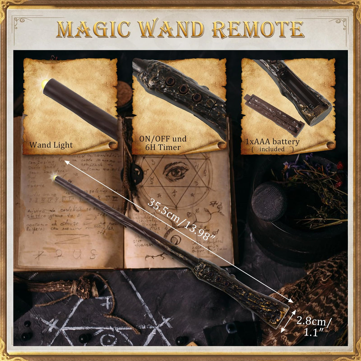 Sunjas 20 PCS Floating Candles with Wand LED Magic Hanging Candle Battery Operated Candle with 21 Batteries Include Flickering Warm Light Floating Candles for Christmas Halloween Decoration