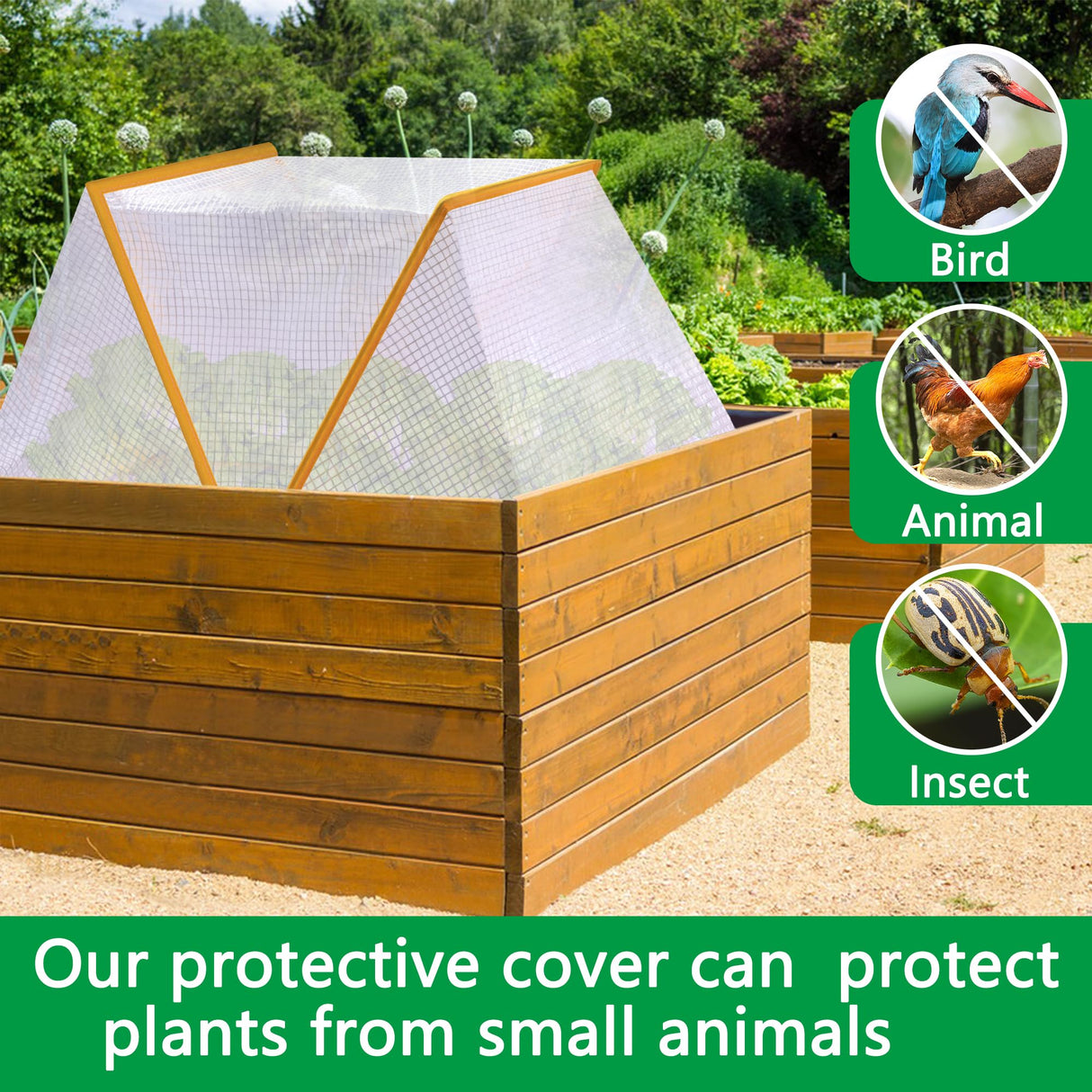 2 Pcs Garden Row Accelerator Plants Cover, 32" x 13" x 14" Foldable Raised Garden Beds Vegetable Rows Plant Protector, Plant Net Cage Guard Greenhouse Cover for Protect Vegetable Fruit from Animal