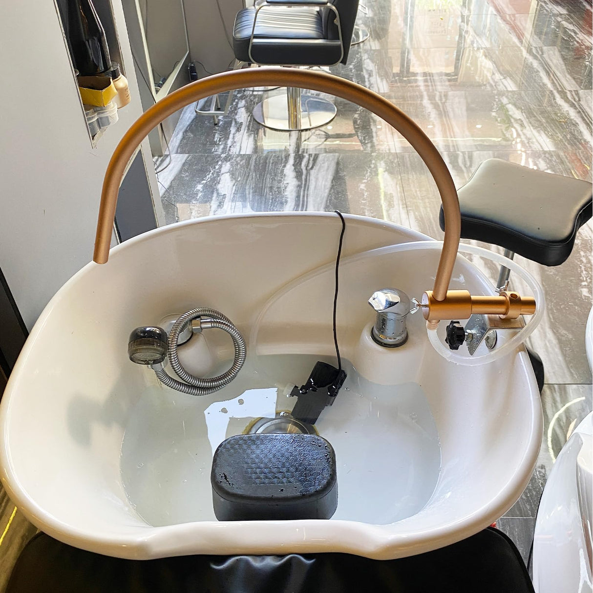 Generic Modern U-Shaped Head Spa Equipment Shampoo Bowl Waterfall Hydrotherapy Adjustable Fits Most Shampoo Basin Bed Massage Salon Equipment