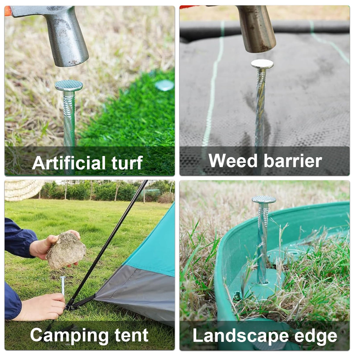Artificial Turf Stakes Galvanized Spiral Landscape Spikes 6IN Weed Barrier Fabric Stakes for Paver Edging, Gardening Lawn Edging, Carpentry and More (52 PC)