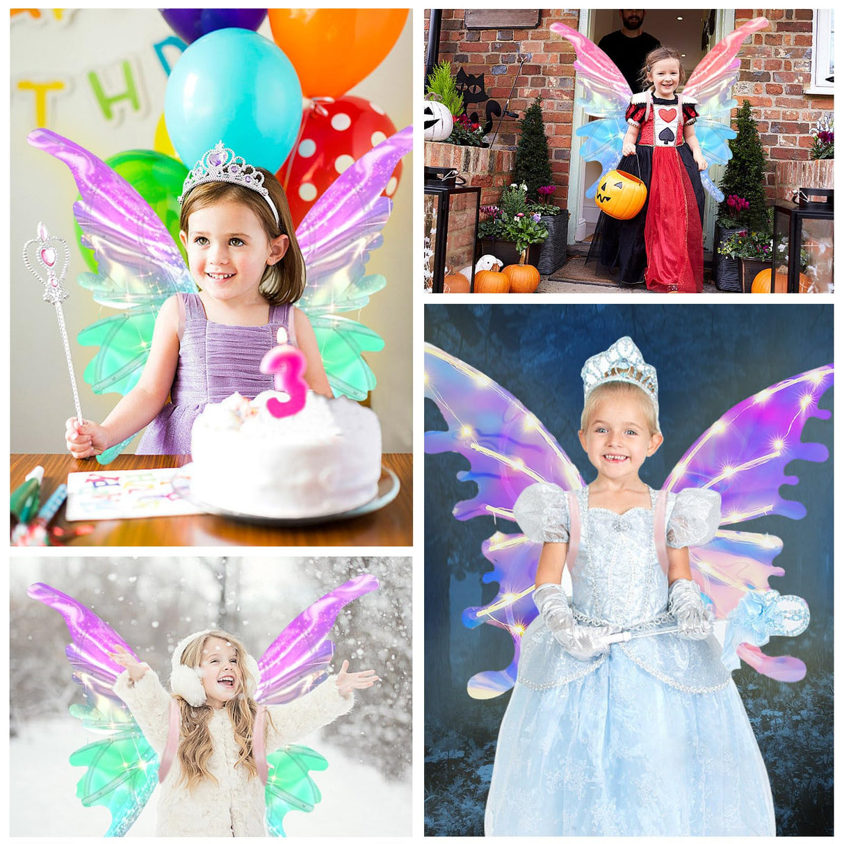 Kardeep Electric Fairy Wings for Girls, Moving Butterfly Wings with LED Lights and Music, light up fairy wings for Dogs for Birthday Halloween Christmas and Party Cosplay Dress Up Attire
