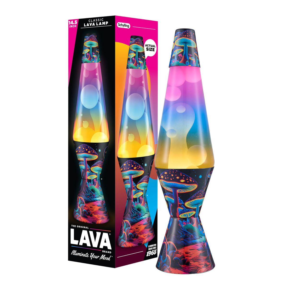 Lava The Original Lamp - 14.5" Trippy Shrooms – Classic Liquid Motion Lamp - Tri-Colored Globe and Black Base - Item #2361 (Amazon Exclusive)