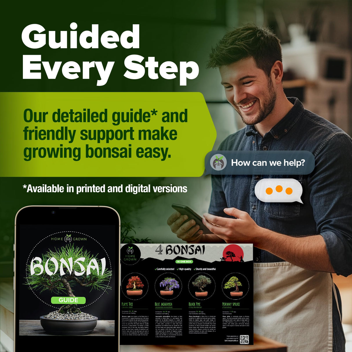 Bonsai Tree Kit 𝗨𝗦𝗔 Gifts for Men & Women - Grow 4 Bonsai Trees - Unique Gardening Crafts for Adults, DIY Hobbies for Plant Lovers & Gardeners - Unusual Christmas Gift Ideas for Mom & Dad