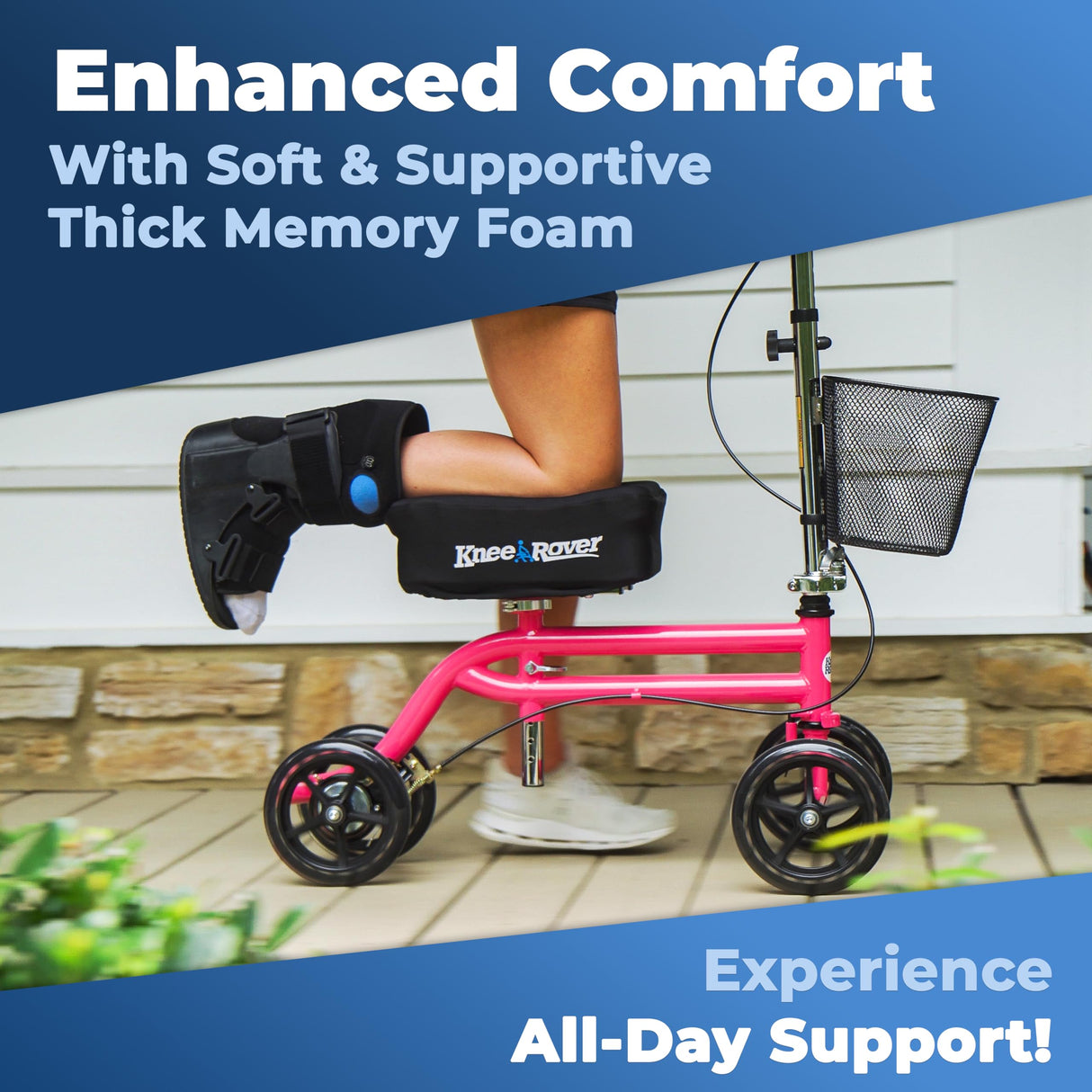 KneeRover Memory Pad Knee Scooter Pad Cover Cushion - Knee Rover Pad Accessory Features Removable Cover and Comfortable Memory Foam Cushion Insert - Knee Walker Pad Fits Most Models