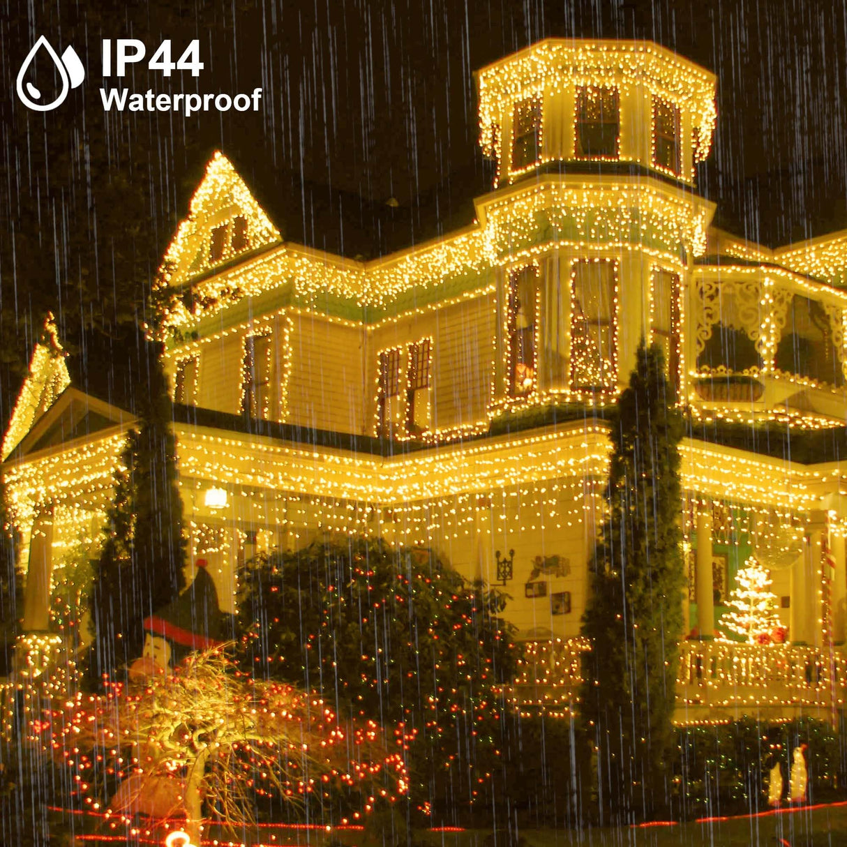 kemooie 400 LED Outdoor Curtain Lights, 26.2FT x 3.3FT Curtain String Lights with 8 Shining Modes for Indoor Ceremony Birthday Christmas Party Bedroom Balcony Roof Decorations (Warm White)