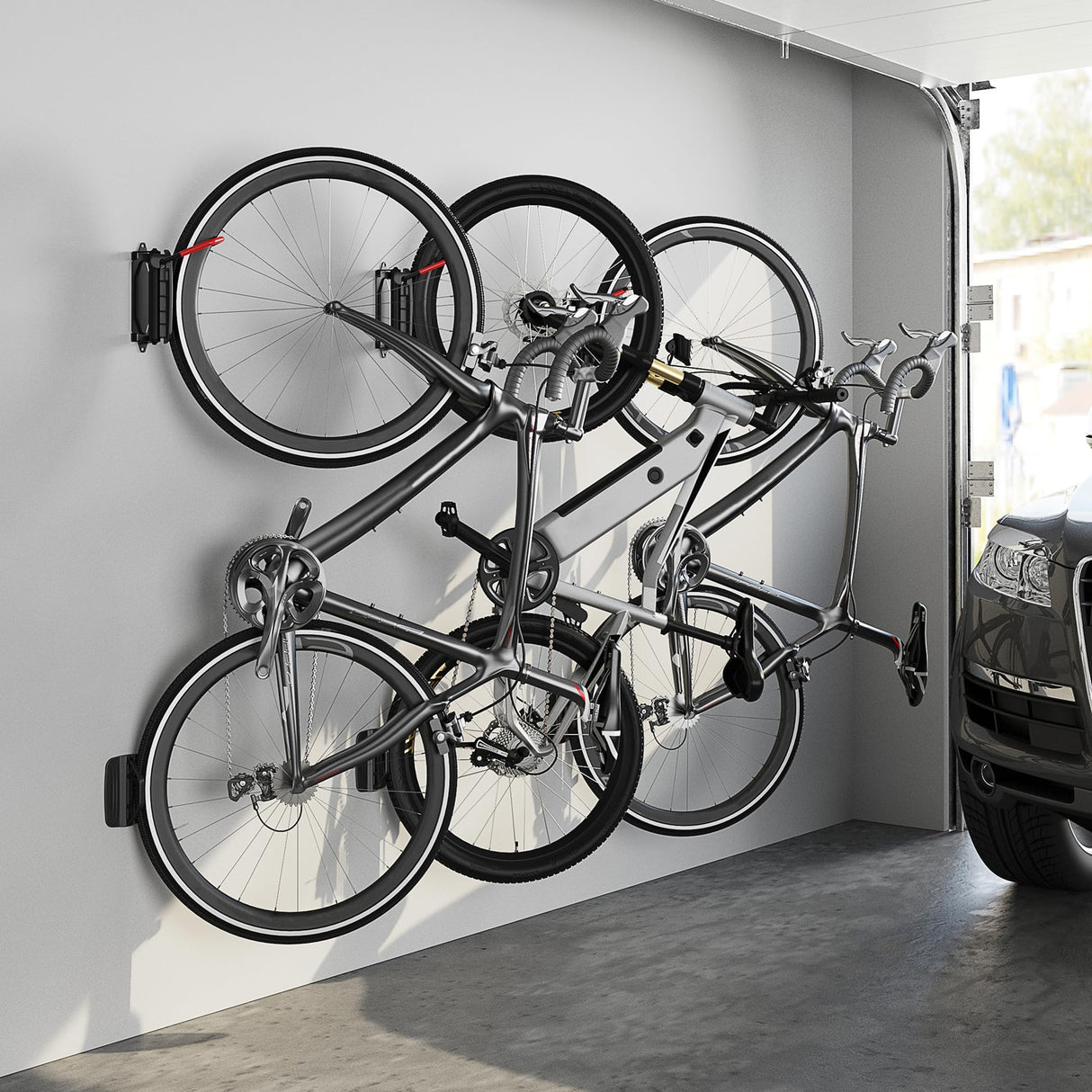 monTEK Swivel Bike Wall Mount – 2 Pack Garage Bike Hanger & Space-Saving Vertical Bike Rack for Garage & Apartment, Sturdy Bike Storage Hook Holds 66 lbs, Easy Installation & Scratch-Proof Design