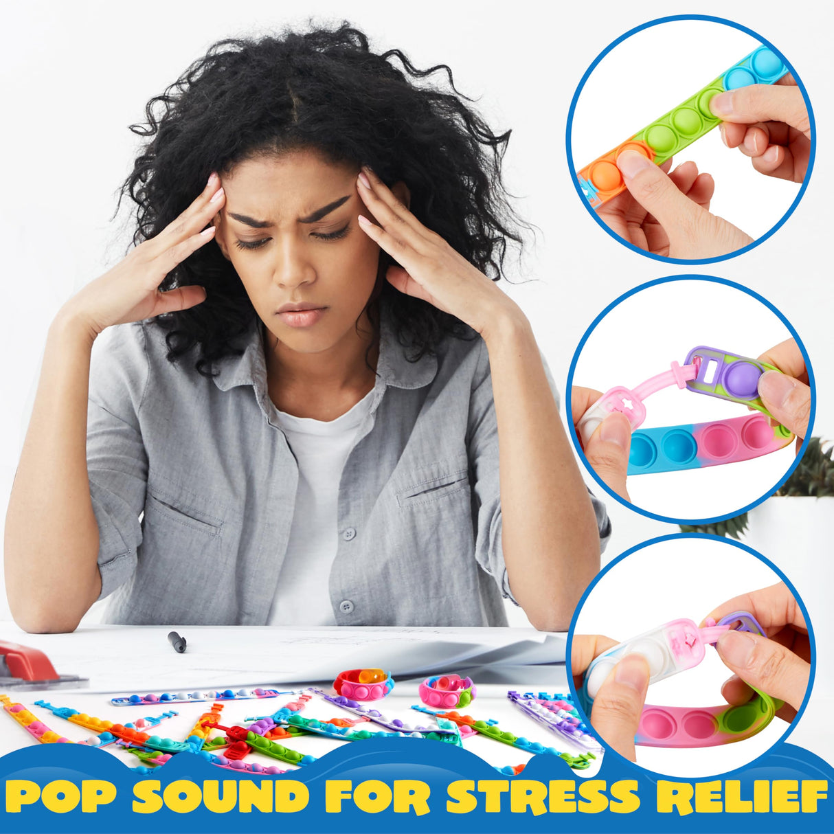 JOYIN Pop Fidget Toys pops Bulk 100 Pack Party Favors for Kids 4-8,8-12 Year, Fidget Bracelets Sensory Toys for Birthday Carnival Halloween Christmas Prizes Gifts Goodie Bags Stuffers for Kids