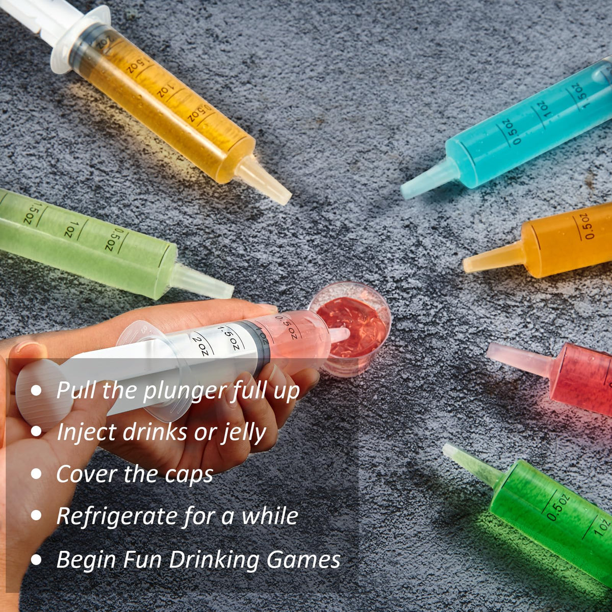 JOLLY PARTY 40 Pack Jelly Shot Syringes, 2 oz Jelly Shot Syringe With Caps