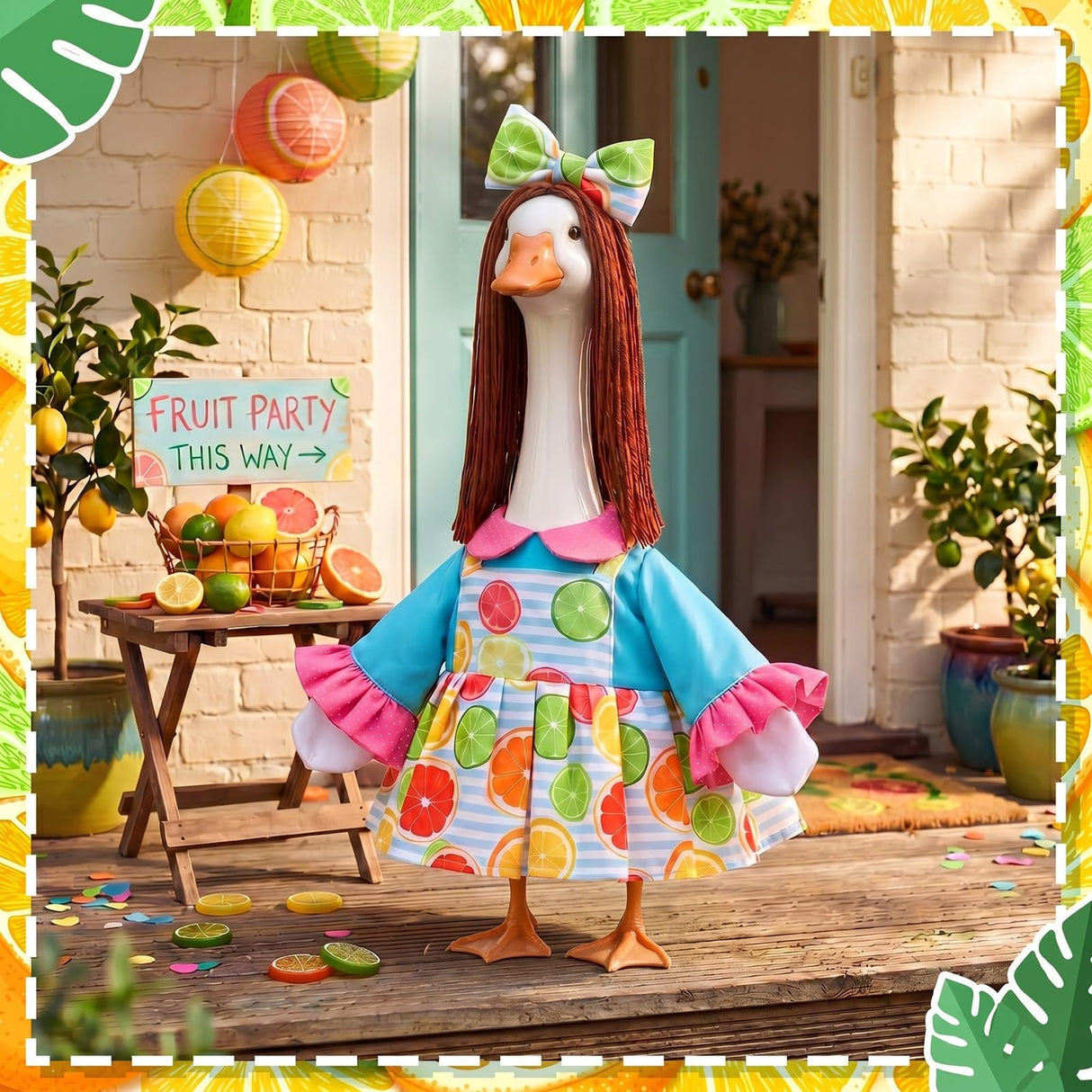Soulchen Summer Porch Goose Outfits for 23 Inch Lawn Statue Lemon Porch Goose Dress Clothes Costume for Outdoor Garden Decor