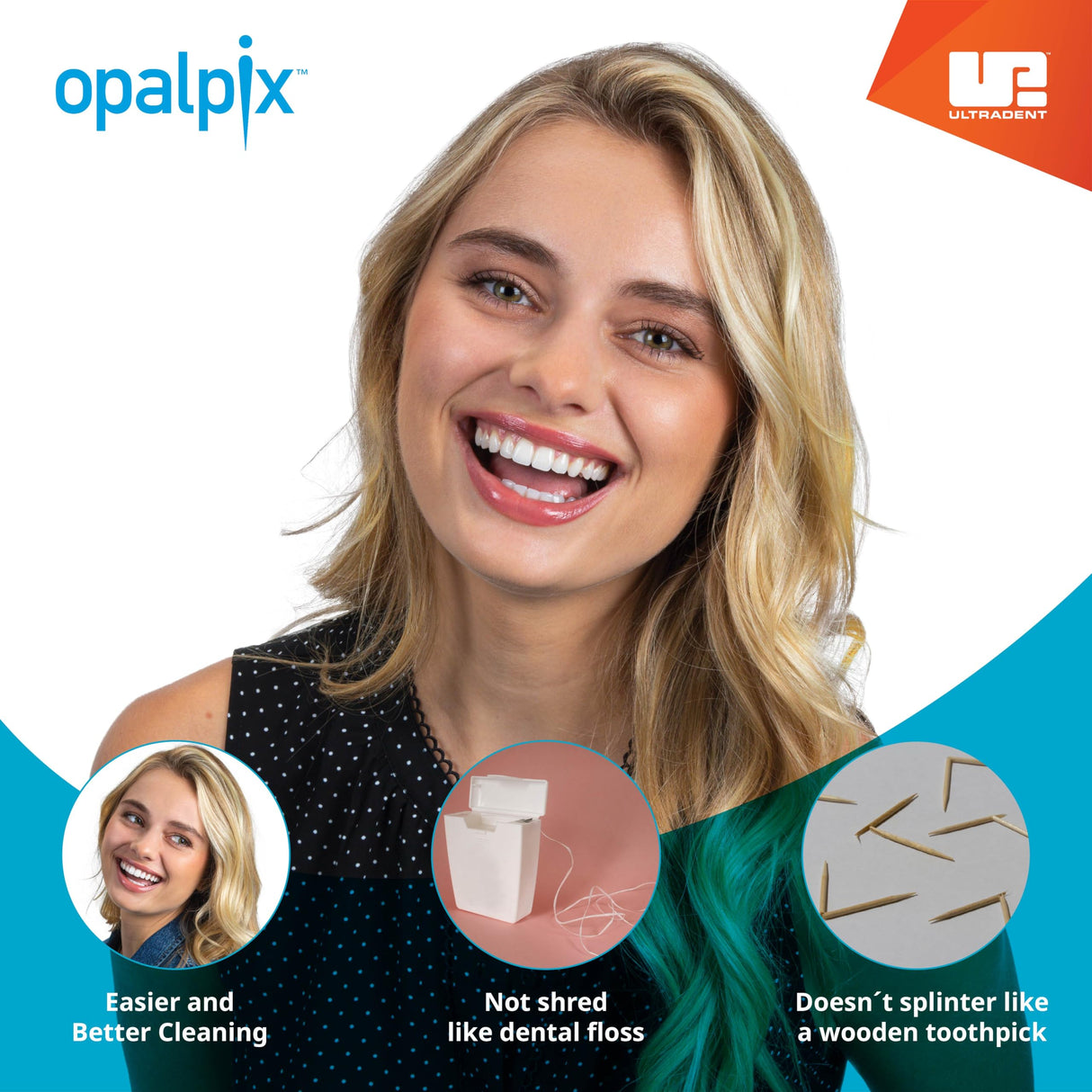 ULTRADENT Opalpix Dental Picks (1 Pack) 32ct per Pack Toothpicks Opalescence Teeth Floss Products Plastic Tooth Dental Pick Oral Care Soft Gum 5590-1