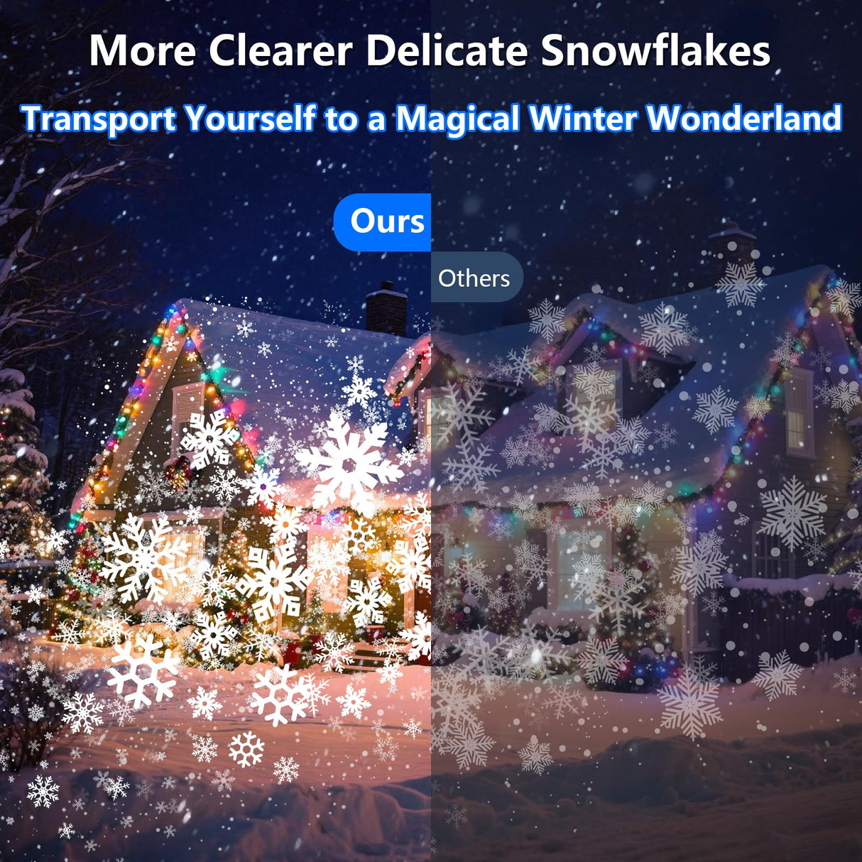 2025 Upgraded Double Head Christmas Snowflake Projector Lights Outdoor, Timing Mode, IP65 Waterproof, 360°Roating LED Christmas Lights, for Xmas Holiday Party Christmas Decoration, Indoor, Houses