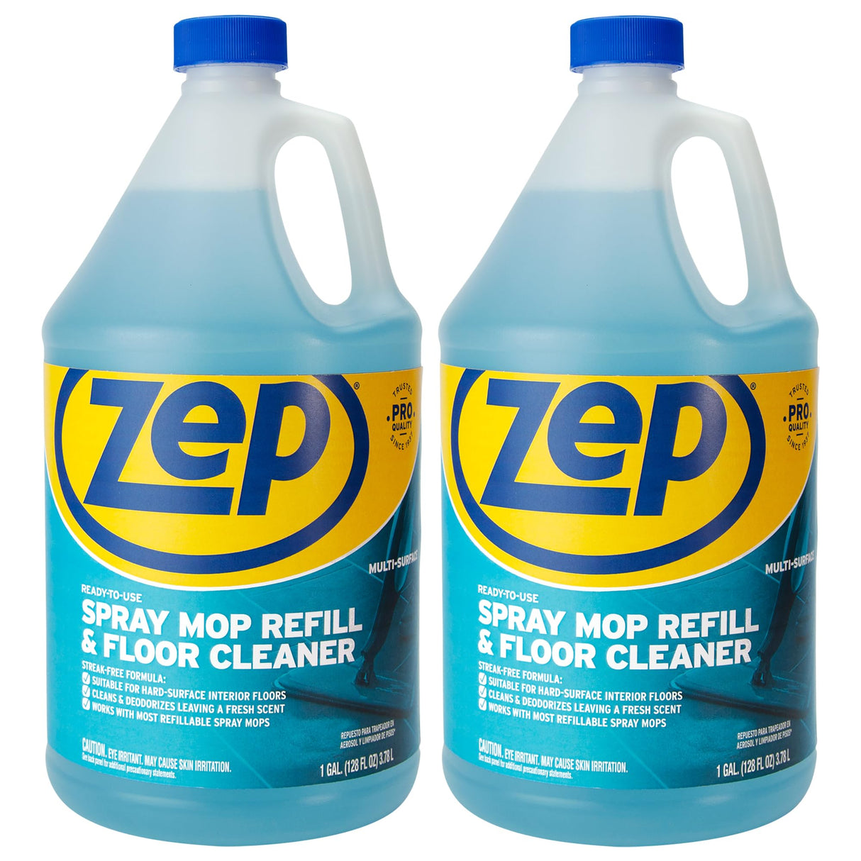 Zep Spray Mop Refill and Floor Cleaner - 1 Gallon (Case of 2) ECZUMSF1282 - Professional Grade Versatile Multi Surface Fresh Scent Cleaner and Deodorizer