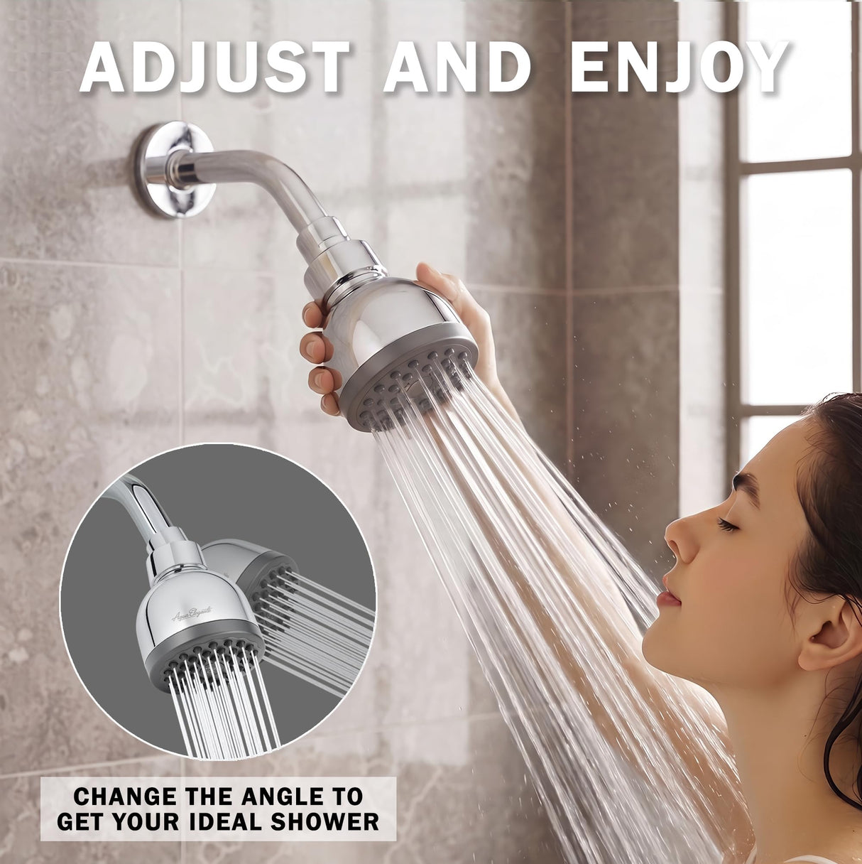 Aqua Elegante High Pressure Shower Head - Best 3 Inch Wall Mount Bathroom Showerhead For Boosting Low Flow With Anti-Clog Nozzles & Adjustable Brass Ball Joint - 2.5 GPM - Polished Chrome