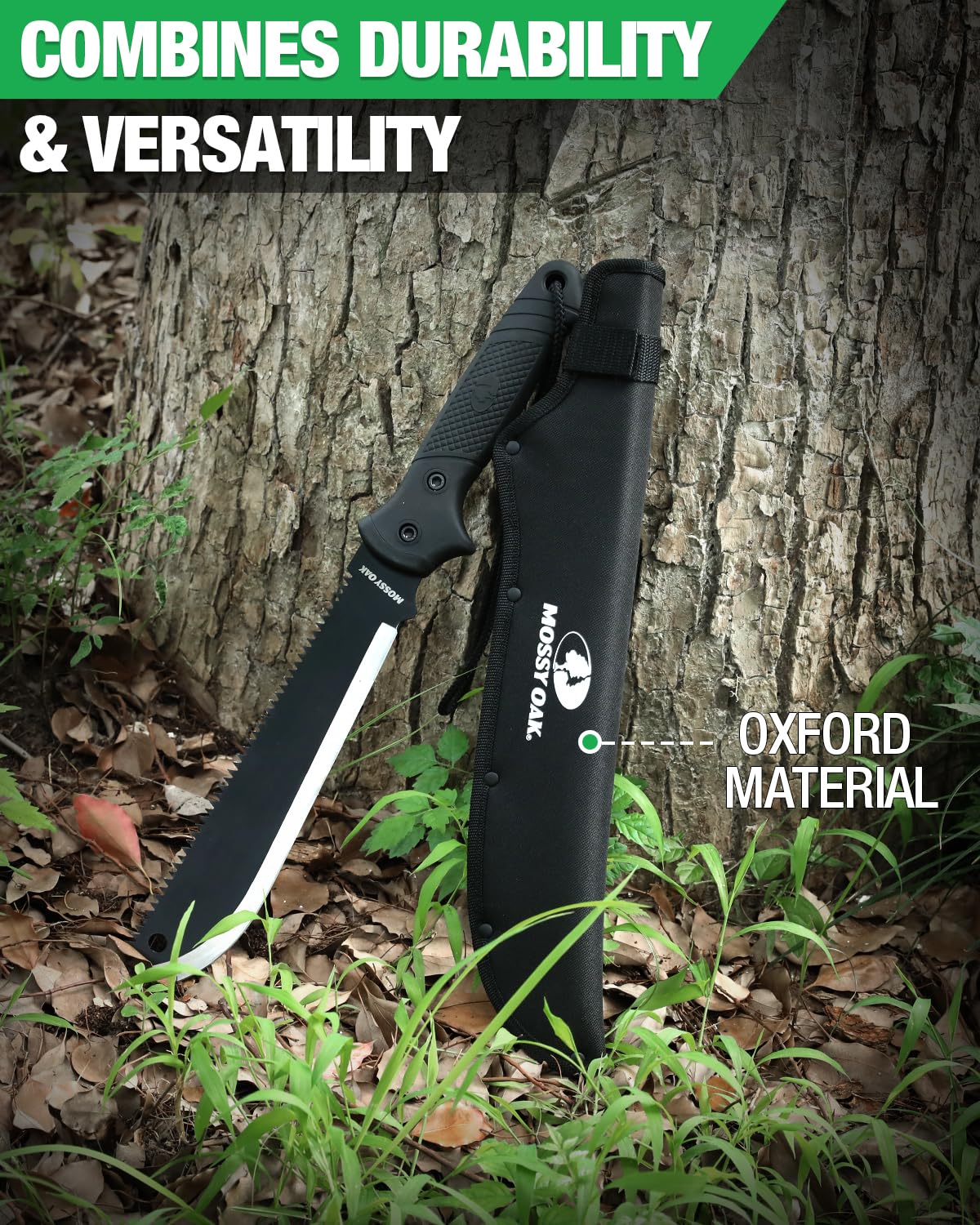 Mossy Oak Machete with Saw, 19" Sharp Machete with Sheath