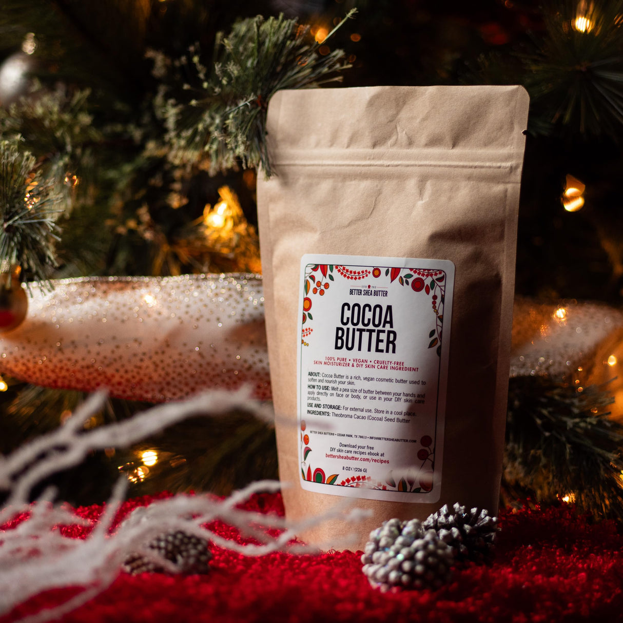 Better Shea Butter Raw Cocoa Butter - Unrefined, 100% Pure, Food Grade - Use for Cocoa Lip Balm, Stretch Marks Cream, Cacao Butter Cream, Scars Oil, Whipped Lotion - Skin & Hair Moisturizer 1LB Block