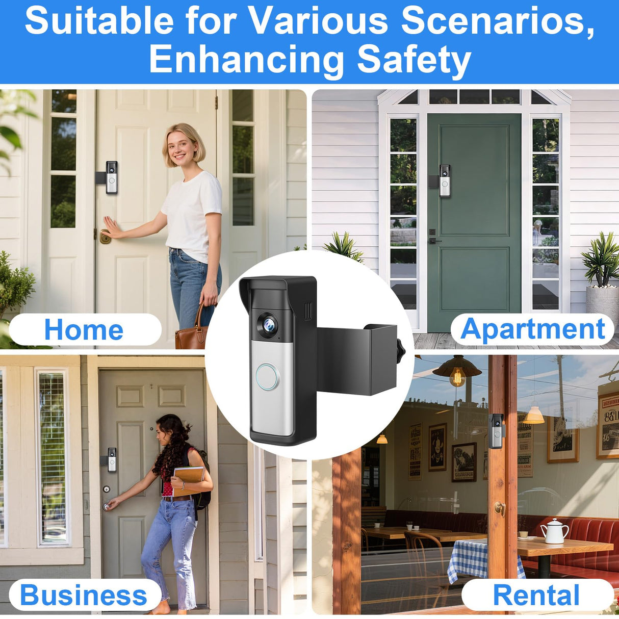 Anti-Theft Doorbell Mount Compatible with Ring Newest 2026 Battery Doorbell/Plus/Pro, No Drill Wireless Video Camera Doorbell Bracket with Rain Cover for Apartment Rental, Not for Security Door