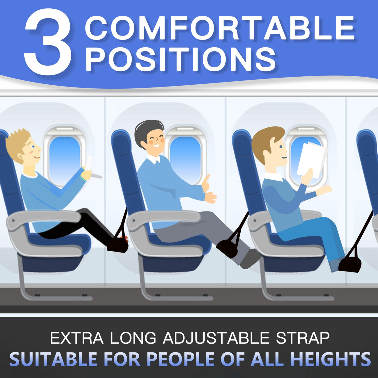 2-Pack Airplane Travel Footrest Hammock - Perfect Airplane Foot Hammock to Relax Your Feet - Travel Essentials Comfy Foot Hanger Plane Footrest for Long Trip