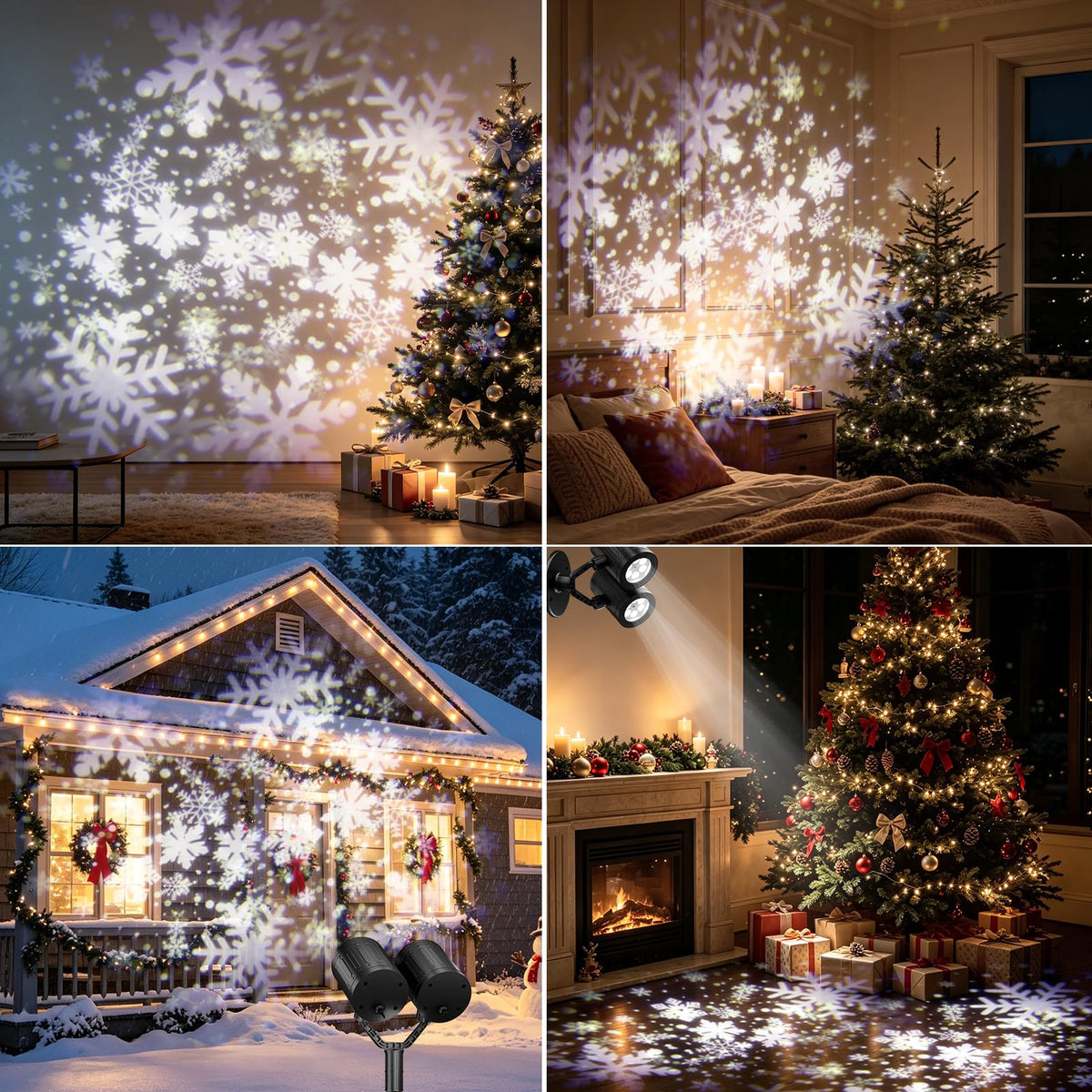 Christmas Snowflake Projector Lights Outdoor Double Head