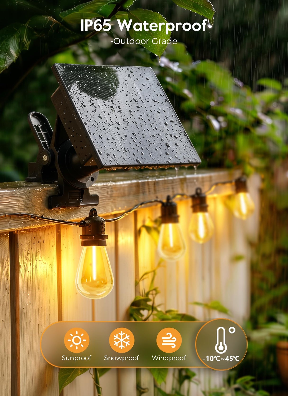 Minetom 100FT Solar String Lights Outdoor Waterproof with Remote, 31+1 LED Shatterproof Bulbs, Dimmable & Timable, 3 Light Modes - Commercial Grade Patio Lights for Garden Backyard