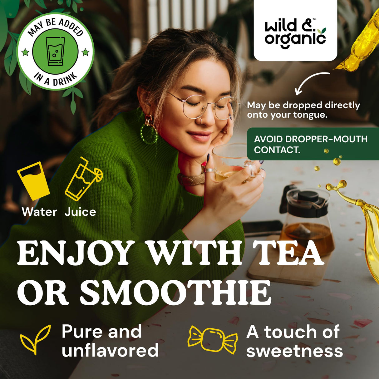 Wild & Organic Motherwort Tincture - Good Mood, Calmness, Overall Support - Supplements for Women with Motherwort Herb - Vegan, Sugar & Alcohol-Free Extract Drops - 4 fl oz