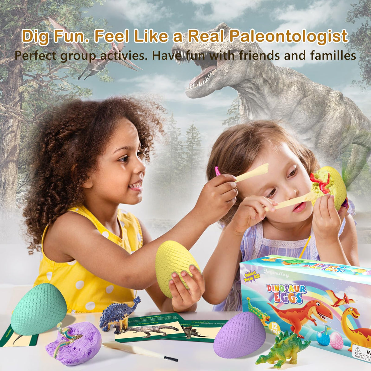 Dino Fossil Eggs Dinosaur Toys - 12 Dinosaur Eggs Dig Excavation Kit w Play Mat for Kids Ages 5-7 Easter Basket Essentials STEM Toy Christmas Birthday Gift for Boys Girls 3 4 5 6 7 8 + 8-13 Years Old