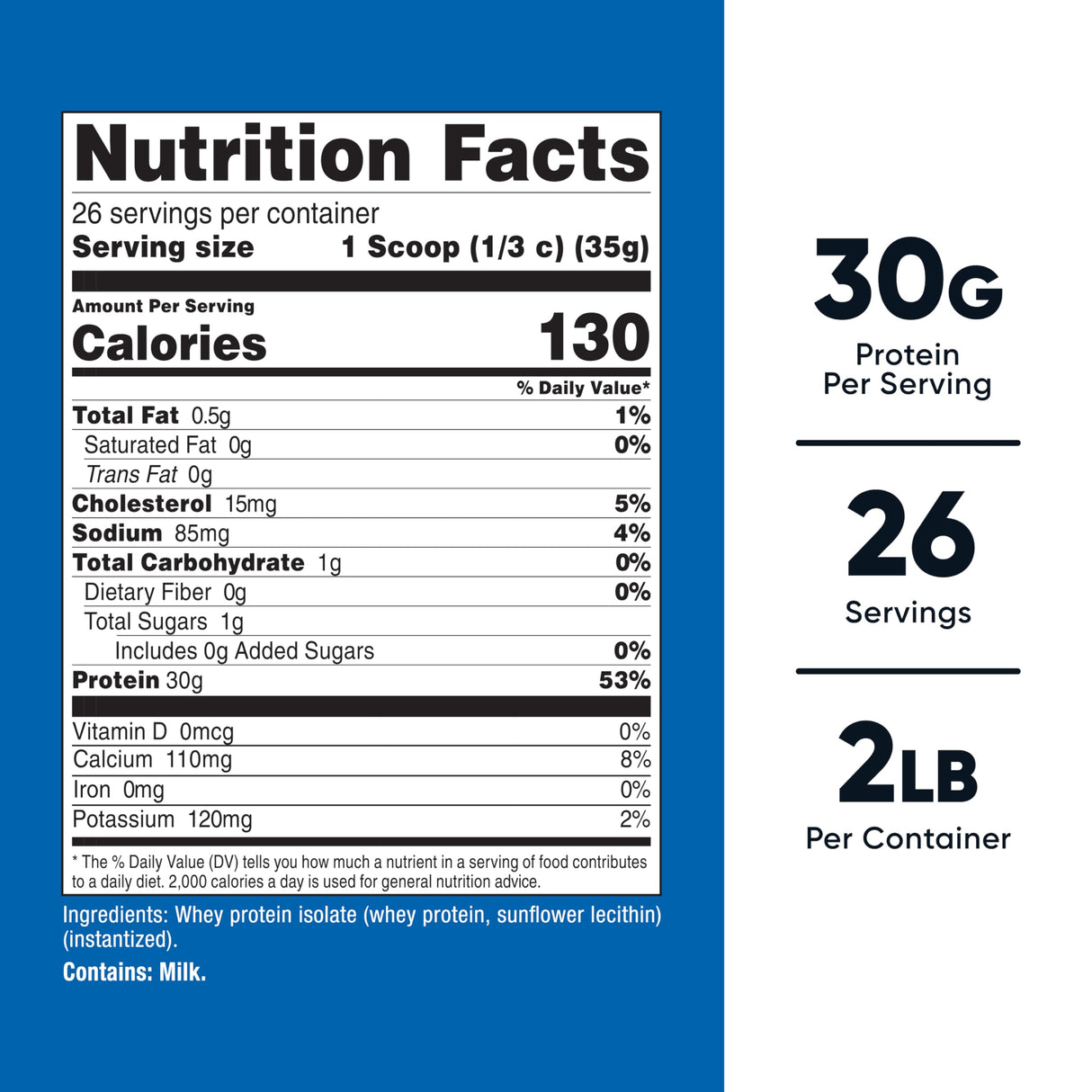 Nutricost Whey Protein Isolate (Unflavored) 2LBS