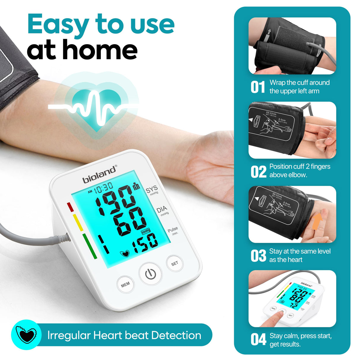 LinkSun Blood Pressure Monitor Upper Arm Large Cuff, Backlit Large LCD Screen, Automatic Digital Blood Pressure Machine, Adjustable BP Cuff, BPM Model - 2008