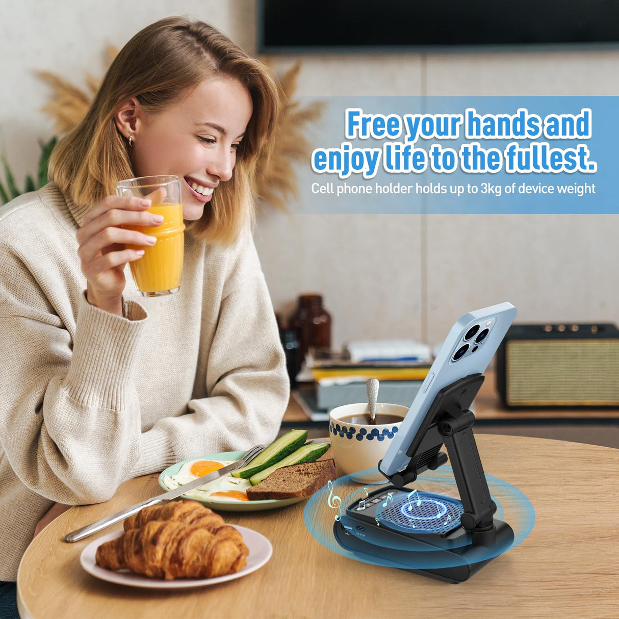 Gifts for Men, White Elephant Gifts for Adults, Cell Phone Stand with Wireless Bluetooth Speaker, Birthday Gift for Dad Boyfriend Husband Him Men Gifts for Christmas, Stocking Stuffers for Adults