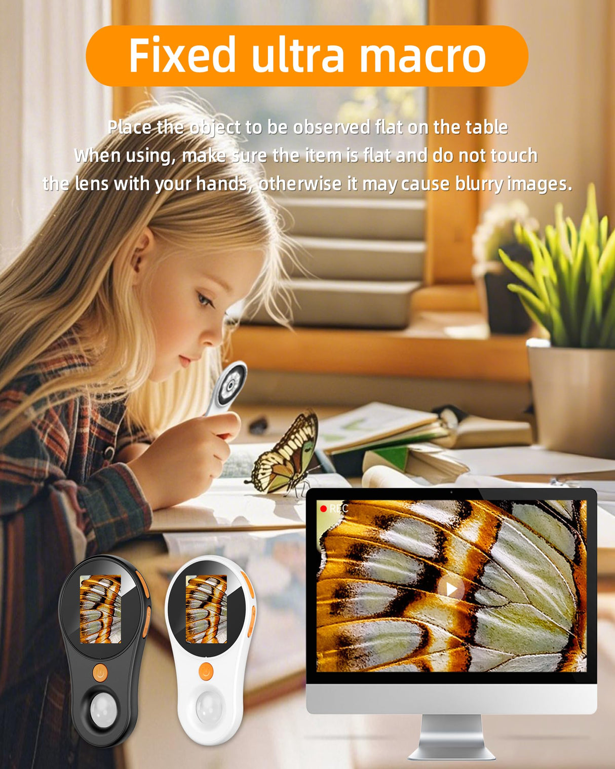 Digital Microscope Handheld 2.0 inch IPS Color Screen,Portable Digital Magnifying Glass 500x,Marco Microscope for Kids,Built-in 8LED Lights,USB Compatible with PC Windows, Mac OS