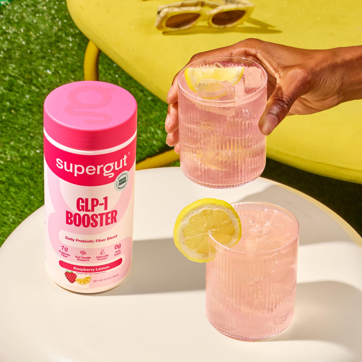 Supergut Gut Healthy Flavored GLP-1 Booster, Raspberry Lemon - High Fiber GLP-1 Supplement Powder for Women & Men - Sugar-Free Drink Mix for Gut Health & Digestive Support (18 Servings)