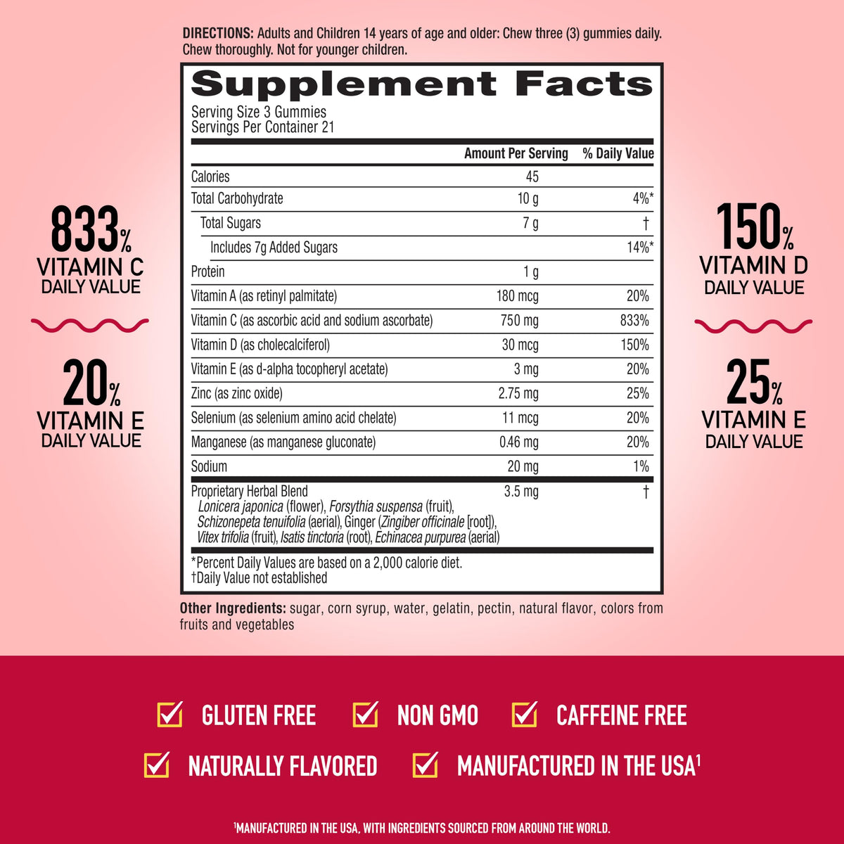 Airborne 750mg Vitamin C Gummies for Adults, Immune Support Supplement with Powerful Antioxidants Vitamins A C & E - 2x63ct Bottles (126 Gummies), Assorted Fruit Flavor