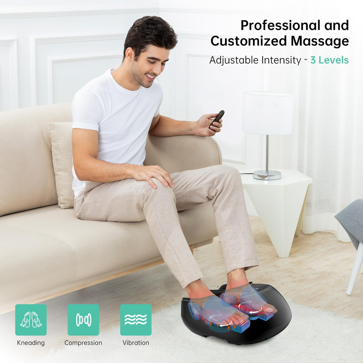 Snailax Foot Massager with Heat, FSA/HSA Eligible, Remote Control, Shiatsu Heated Foot Massager Machine with Deep Kneading, Rolling, Compression, Vibration, Size 13