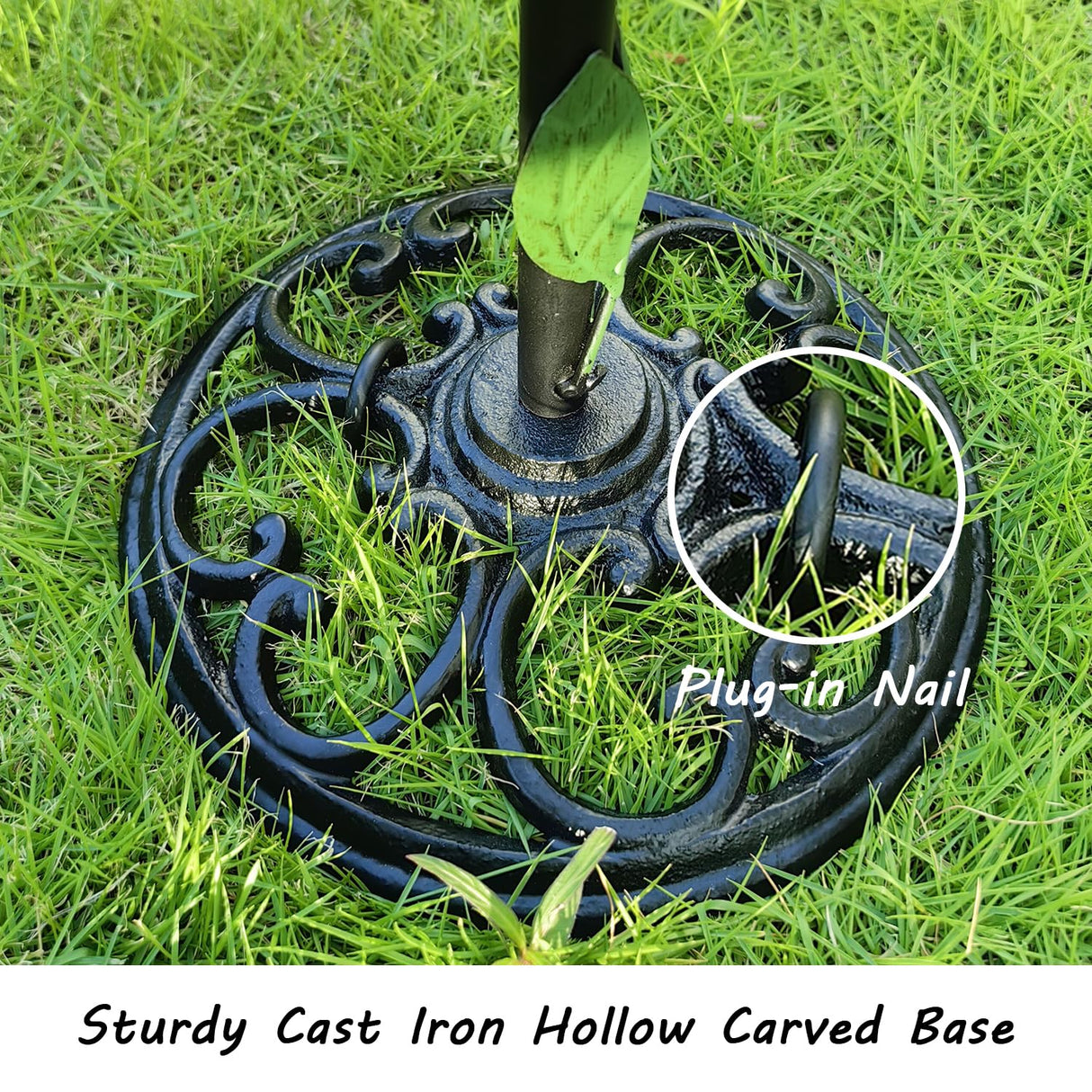 TICKCACY Cast Iron Gazing Globe Stand, 24.5" Gazing Ball Stand for 10-12 Inches Garden Gazing Globes, Metal Display Gazing Ball Holder for Indoor Outdoor, Easy Assembly, Black