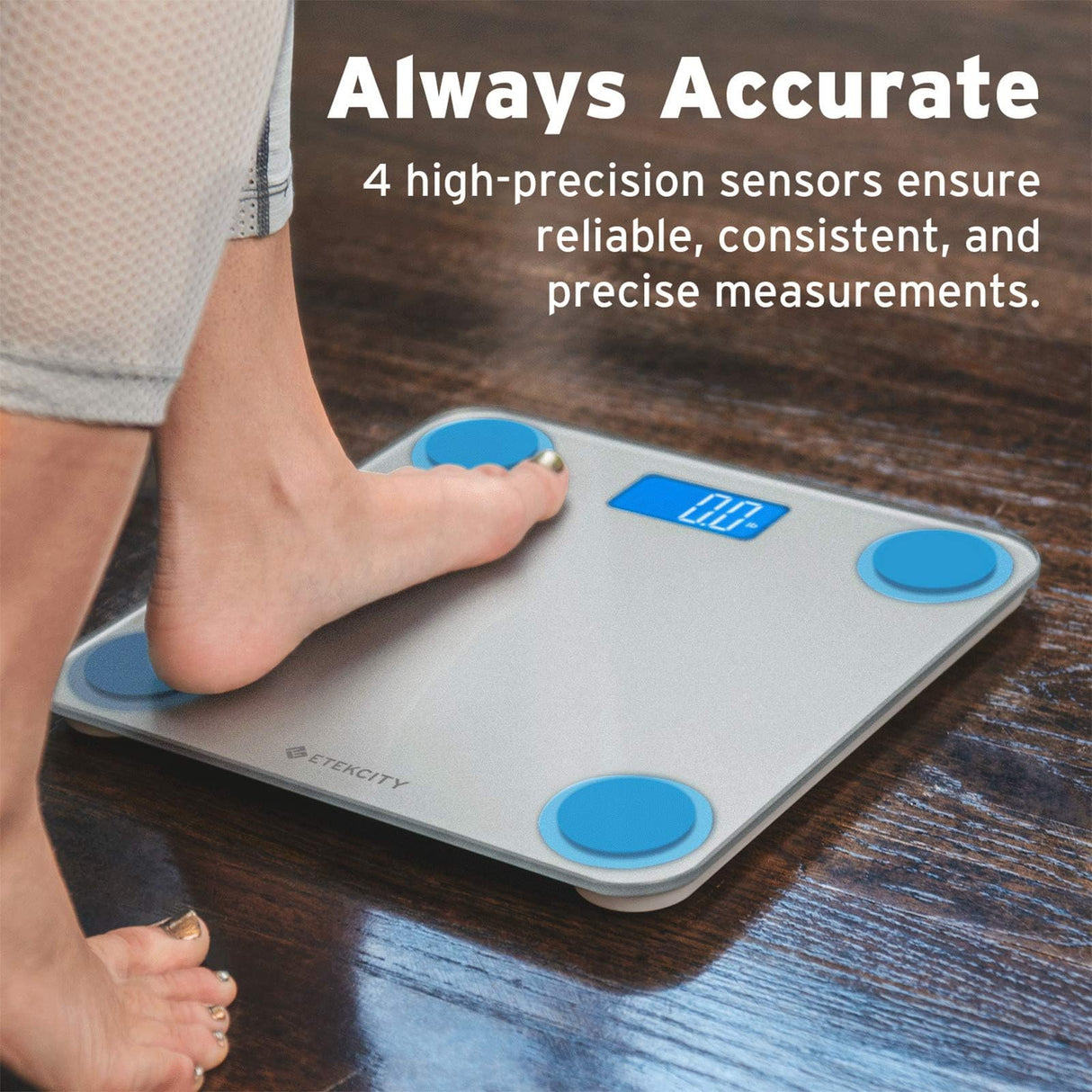 Etekcity Scale for Body Weight, Digital Bathroom Weighing Machine for People, Large and Easy-to-Read Backlight Display, Accurate with High Precision Measurements, Durable Tempered Glass, 400 lbs