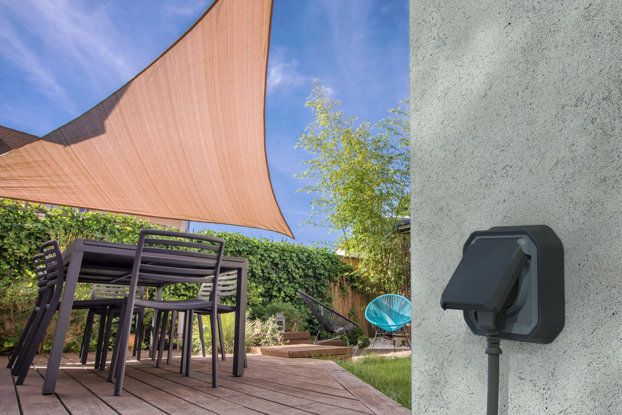 Legrand - IP55 Waterproof Socket with Plexo Earth - 2P+T 16A Socket Complete with Shutter - For Recessed Installation with Claws - Made in France - Anthracite