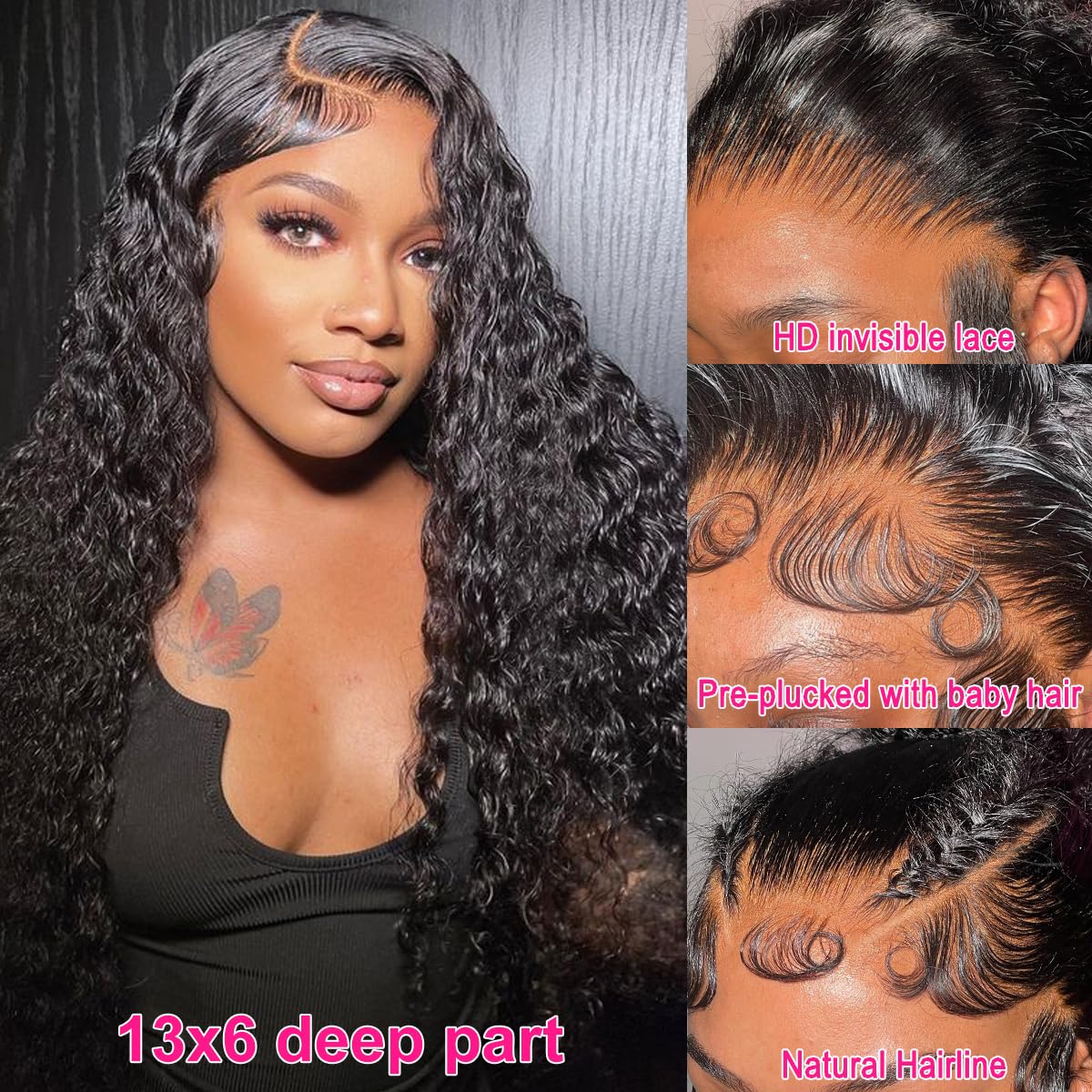 AskWish 30 Inch Lace Front Wig Human Hair 13x6 Lace Front Wigs Human Hair Pre Plucked 180% Density Deep Wave Lace Front Wigs Human Hair Transparent HD Lace Front Wigs for Black Women